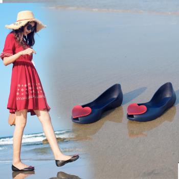 2025夏新款沙灘鞋女涼鞋海邊百搭度假平底時尚防滑果凍鞋鞋子塑膠