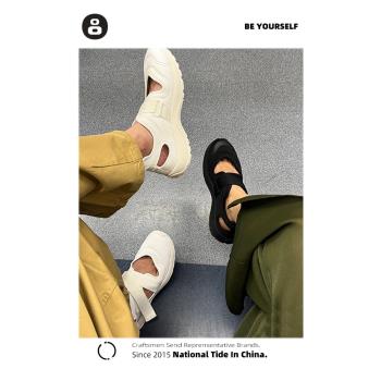 呂主人包頭涼鞋女夏季新款時尚復古鏤空透氣舒適厚底運動休閑鞋男