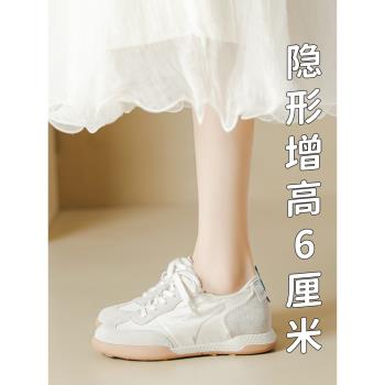 夏季運動厚底內增高芭蕾帆布鞋