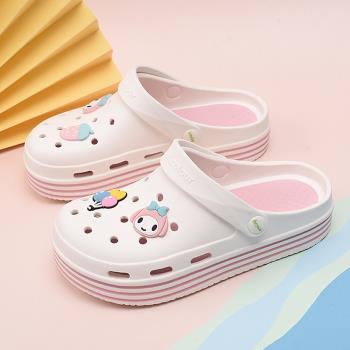 夏ins厚底包頭卡通學生洞洞鞋