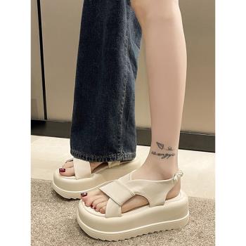 厚底高跟涼鞋女2025夏季新款網紅設計感高階增高小個子顯瘦小眾鞋