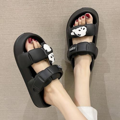 兩穿涼鞋女夏季2025新款時尚室內外穿卡通可愛熊貓厚底防滑涼拖鞋