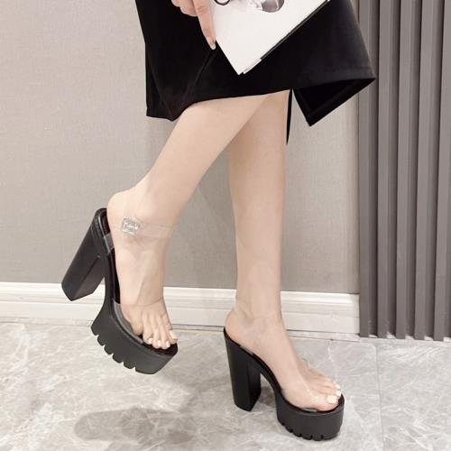 恨天高禮儀訓練模特走秀鞋13cm粗跟超高跟涼鞋防水臺厚底舞臺演出