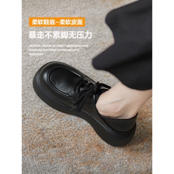 鬆糕春秋英倫風增高復古小皮鞋
