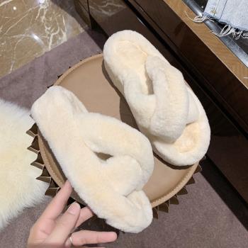 網紅家用秋冬ins潮厚底毛毛拖鞋