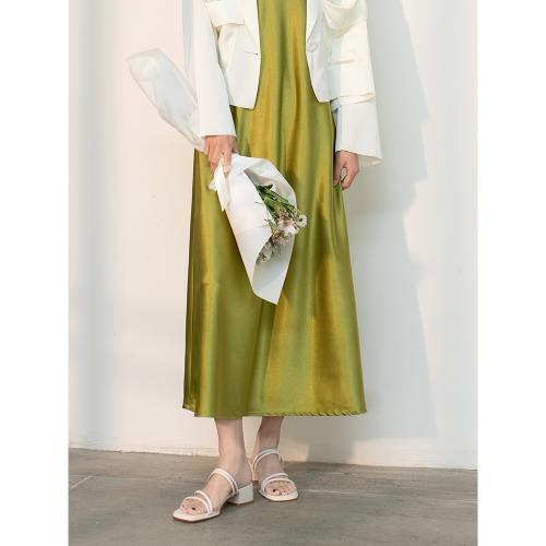 第七次日落夏簡約百搭粗跟一字帶涼鞋度假沙灘外穿中跟細帶涼拖鞋