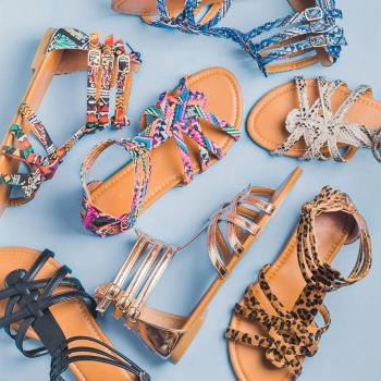 Summer Flat Sandals Women Boho Beach shoes open toe平底涼鞋