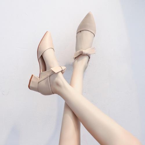 法式小高跟仙女鞋2025配裙子百搭小清新中跟淑女溫柔風粗跟單鞋春