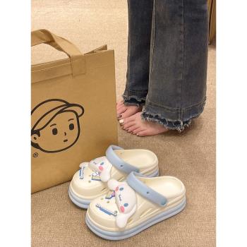 女夏季學生卡通厚底兩穿洞洞鞋