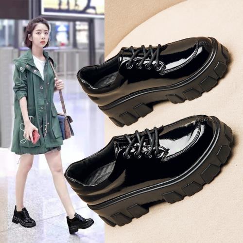 英倫復古厚底小皮鞋女英倫風秋冬黑色2026新款真皮日系jk樂福鞋女