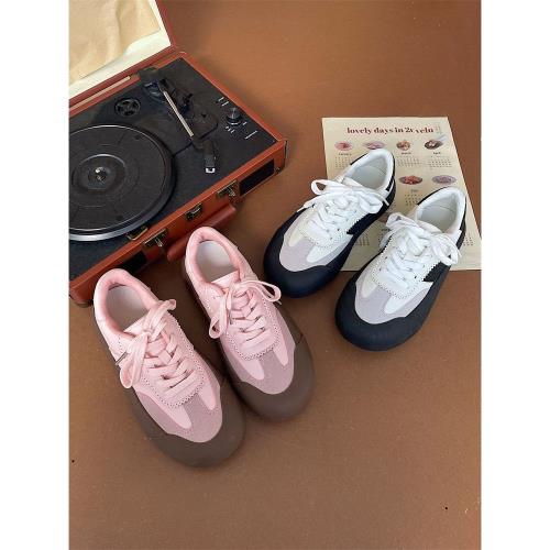 白敬亭同款蓬蓬鞋韓版低幫復古德訓鞋厚底皮面百搭休閑板鞋ins潮