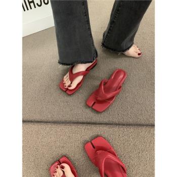 配裙絕美銀色女夏平底沙灘拖鞋