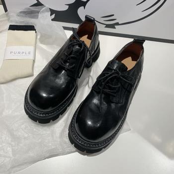 水洗復古英倫風系帶百搭小皮鞋