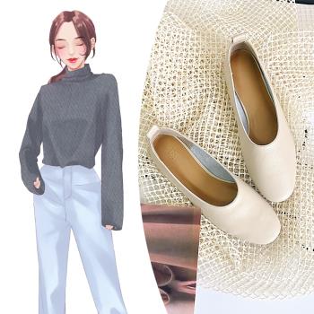 【冬哥家】軟皮軟底奶奶鞋女夏平底真皮懶人鞋2021新款單鞋百搭