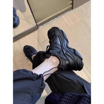 厚底網面透氣休閑果凍漸變老爹鞋