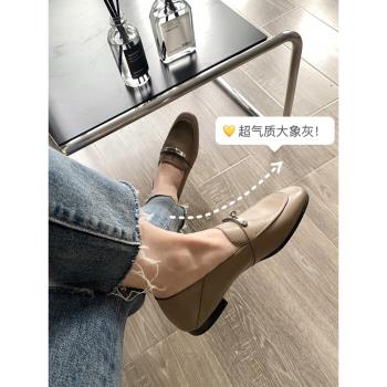 一腳蹬香港巨舒服復古方頭單鞋
