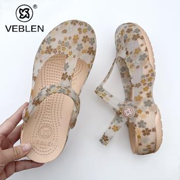 veblen洞洞鞋女夏季外穿防滑透氣沙灘鞋軟底包頭海邊三亞度假涼鞋