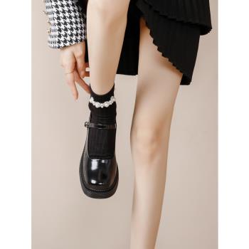 真皮百搭英倫風小皮鞋2023春秋新款女鞋學院風jk鞋子厚底瑪麗珍鞋