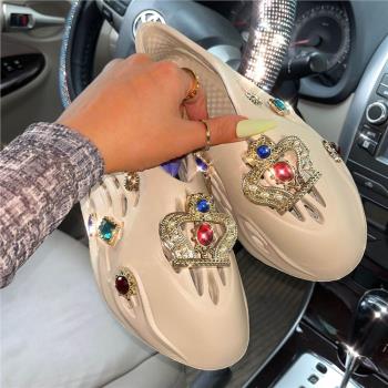 2022 summer flat sandals beach shoes women包頭洞洞鞋女士涼鞋