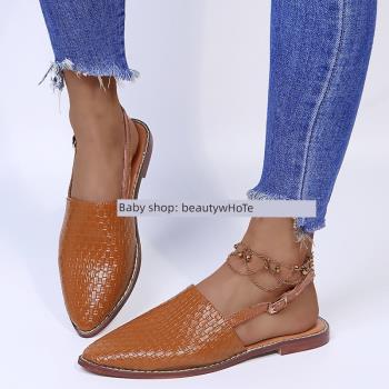 2022 Plus Size Flat Pointed Toe Womens Sandals 女式涼鞋