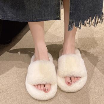白色仙女風孕婦大碼室內毛毛拖鞋