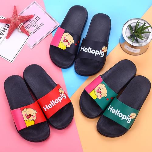 【買一送一】一字拖女夏季防滑學生洗澡浴室內居家卡通軟底涼拖鞋