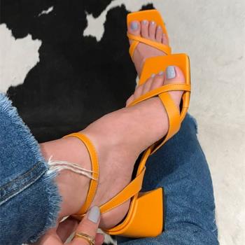 roman women high heel sandals big size 43粗跟女鞋高跟鞋涼鞋
