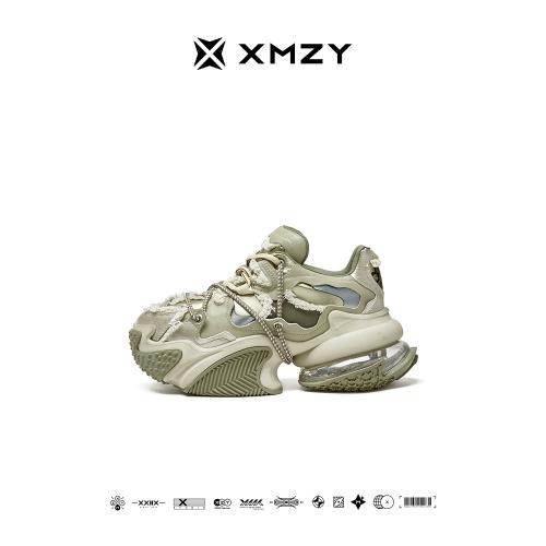 XMZY2024新款原創復古重工設計運動休閑鞋街頭風厚底增高老爹鞋女