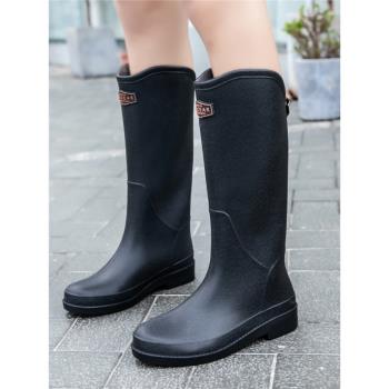 女雨鞋設計感時尚高筒水靴女款厚底趕海水鞋防水防滑雨靴戶外潮流