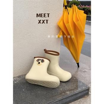 細細條ins春夏中筒卡通玩水雨鞋