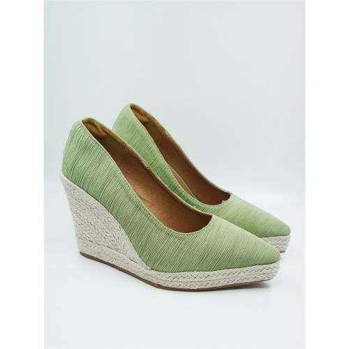 2024春季新款尖頭坡跟漁夫鞋晚風溫柔淺口高跟單鞋女厚底草編女鞋