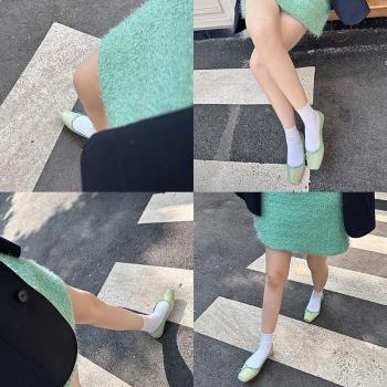法式方頭軟底淺口一腳蹬芭蕾舞鞋