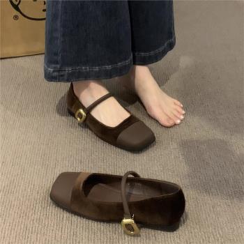 方頭瑪麗珍鞋女鞋通勤百搭一字帶2024夏季透氣新款配裙子氣質單鞋