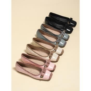 巴黎時裝方頭平底單鞋【鎮店靈魂單品】小香風通勤氣質大碼女鞋