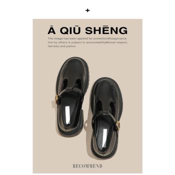 法式復古瑪麗珍小皮鞋女2024年秋季新款圓頭厚底英倫風粗跟樂福鞋