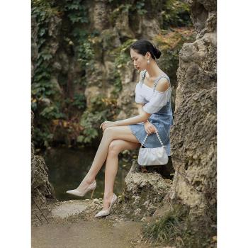 Lily Wei香檳色法式淺口小碼婚鞋