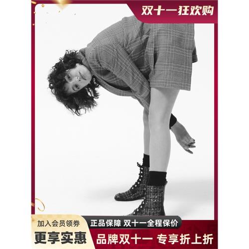 WHAT FOR 秋冬平跟系帶歐美風短筒女圓頭側拉鏈馬丁靴WFP318119