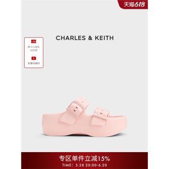 CHARLES&KEITH24夏新款CK1-71650004柔軟外穿時尚沙灘厚底拖鞋女