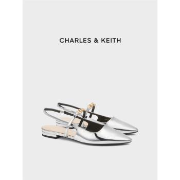 CHARLES&KEITH24夏新款CK1-70920144法式尖頭平底瑪麗珍包頭涼鞋