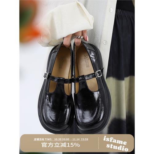 一拾方“昭和日記”復古圓頭T字帶瑪麗珍鞋女小眾設計黑色單鞋夏