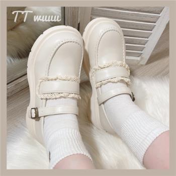 厚底TTWuuu復古秋冬季加絨小皮鞋