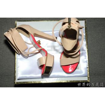 女士絕美撞色防水臺高跟涼鞋