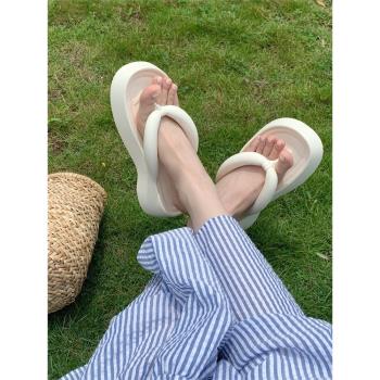 增高厚底仙女風簡約防滑戶外涼拖鞋女夏季新款百搭學生夾腳人字拖