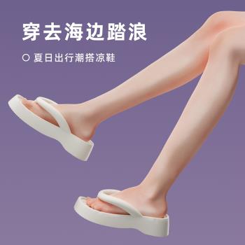 韓版ins簡約新款網紅厚底沙灘涼拖鞋女夏戶外防滑百搭夾腳人字拖