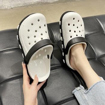 夏ins情侶男士防滑包頭洞洞鞋