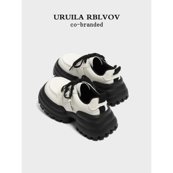 URUILA RBLVOV 2025年新款厚底小皮鞋女真皮松糕鞋英倫風增高單鞋