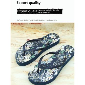 外貿厚底女士人字拖鞋防滑居家柔軟花朵外穿沙灘夾腳涼拖時尚潮流