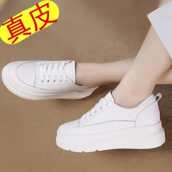 厚底秋天內增高百搭女士運動白鞋