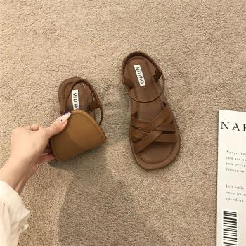 平底仙女風一腳蹬復古沙灘涼鞋
