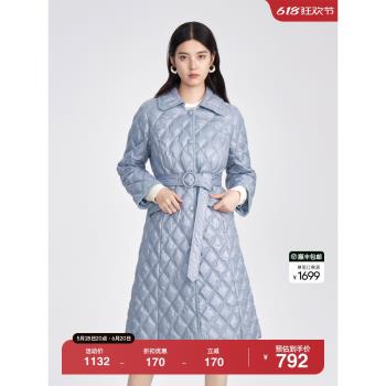 【鵝絨】OBEG歐碧倩小香風絎縫菱格紋收腰羽絨服50444509